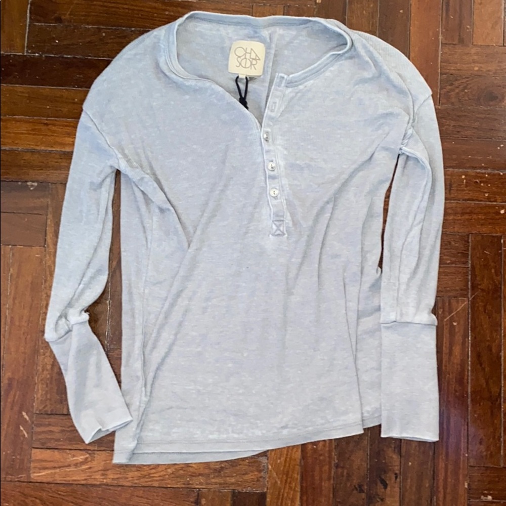 Chaser vintage rib long sleeve Henley dolman